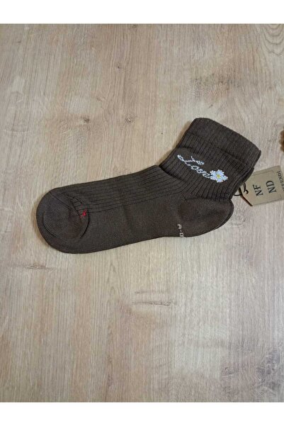 ENEFENDİ Дамски чорапи с флорални мотиви и аромат, от еластичен памук, в кафяво - без шевове 3640