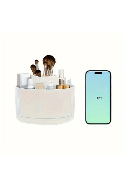 CEDAN Durable Spacious Cosmetic Storage Box - Stylish Swivel Makeup Organizer for Skincare and Brushes