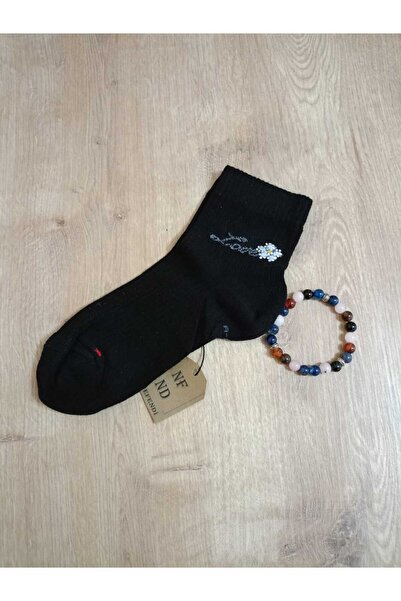 ENEFENDİ Любовна флорална шарка - ароматни и еластични черни дамски чорапи 36-40