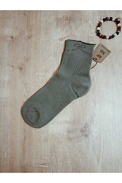 ENEFENDİ Șosete pentru femei verde închis - cu panglică, cu strasuri, fără el...