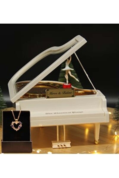 Joyvera KOLYE HEDİYELİ Kişiye Özel Dans Eden Balerinli Piyano Müzik Kutusu Bü...