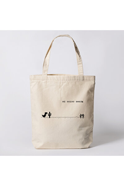 riyaz Dino 2 - Özel Tasarım Bez Çanta, Omuz Ve El Çantası, 35x40cm