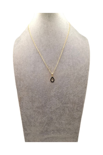 Han Ticarethane Gold Color Black Drop Model Necklace