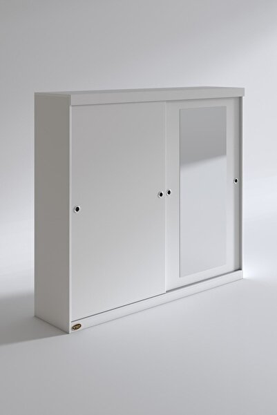 Kenzlife Gardırop Sürgülü Kapaklı Kapılı 200 Papatya Byz Aynalı Gardolap Dolap