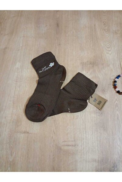 ENEFENDİ Дамски чорапи с флорални мотиви и аромат, от еластичен памук, в кафяво - без шевове 3640