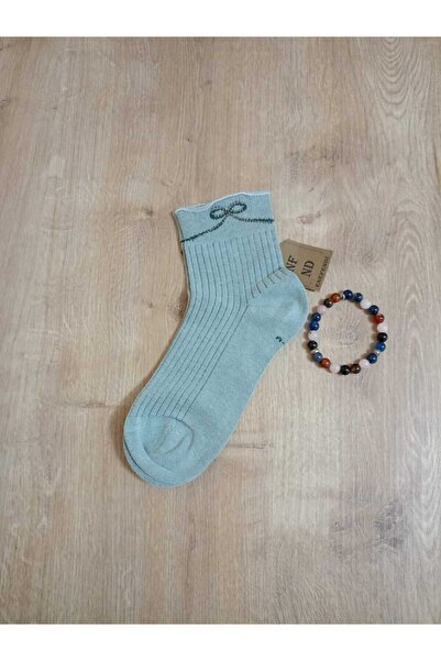 ENEFENDİ Șosete de damă din bumbac verde deschis - cu panglică, elastic cu st...