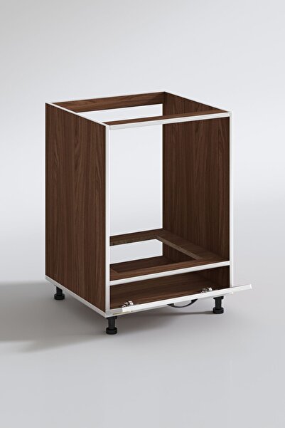 Kenzlife Ankastre Modülü Kabini Malik Ejder Mat Ceviz Renk 85*60*57 Fırın Ocak Dolabı Altıkapaklı Ayarlı Ayak