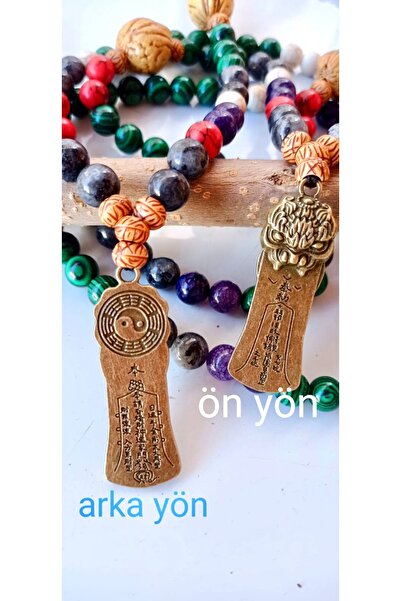 PİRAMİGO Pirinç Pixiu Koruyucu Doğal Taş Tohum 108 Mala Mercan Labradorit Ametist Malakit Jasper