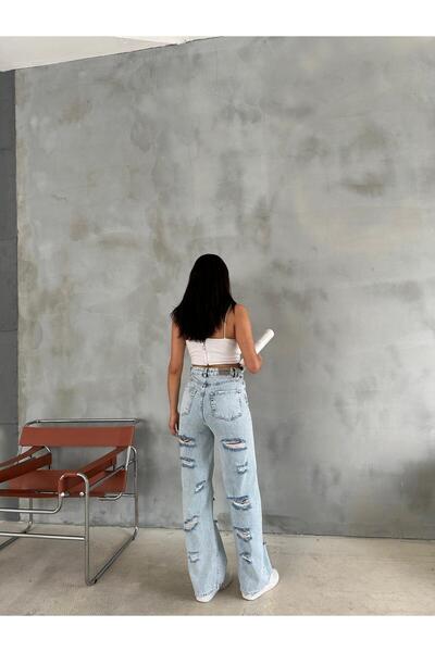 Zeo Basic Világoskék lézerfarmer nadrág - Wi?de-leg, Snow Wash