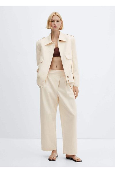 MANGO Woman Double-breasted Trousers with Pens