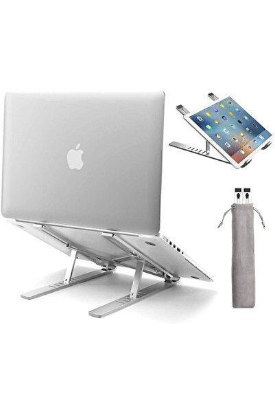 İthal حامل كمبيوتر محمول مغناطيسي قابل للطي باللون الأبيض من البلاستيك.