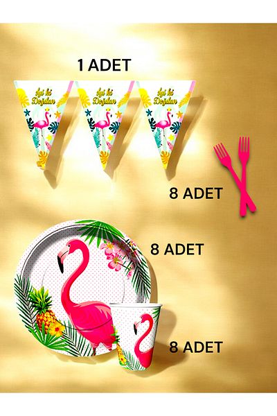 VibeHome Flamingo Themed S Pack for 8 - Birthday Party and Fun Events