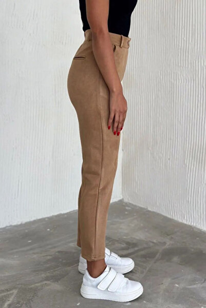 Swana Kadın Süet Havuç Pantolon- Camel