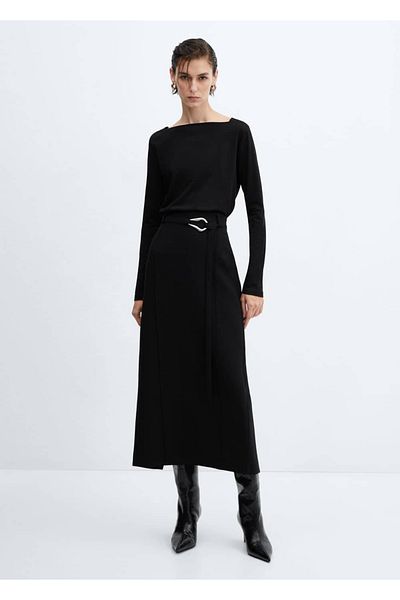 MANGO Woman Boat Neck Cotton T-shirt