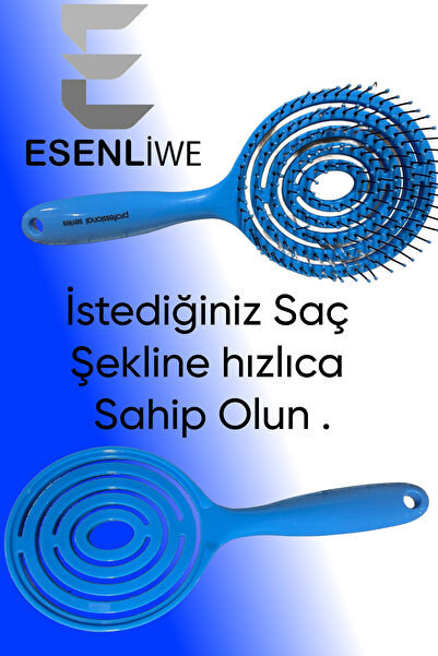 ESENLİWE Pro 5 Boyutlu Professional Nascitak Lolipop Mavi Saç Tarağı Oval Saç...