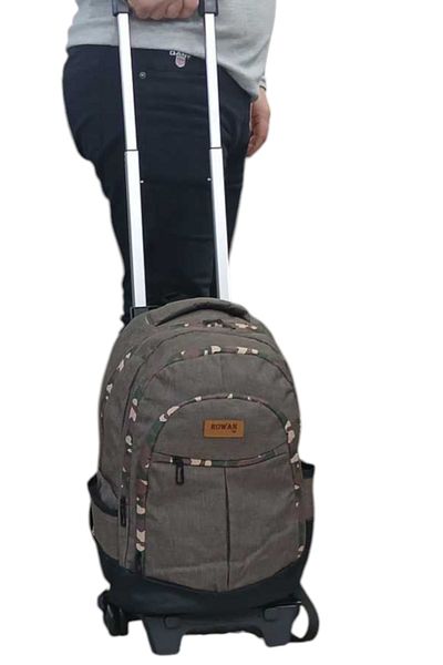ROWAN ÇANTA Rowan Special Zipper School Backpack with 2 Stage Drucker Brown Laptop Compartment