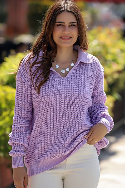 LOS FECHKA سترة محبوكة برقبة على شكل حرف V من Thessaloniki Rice وأكمام طويلة ...