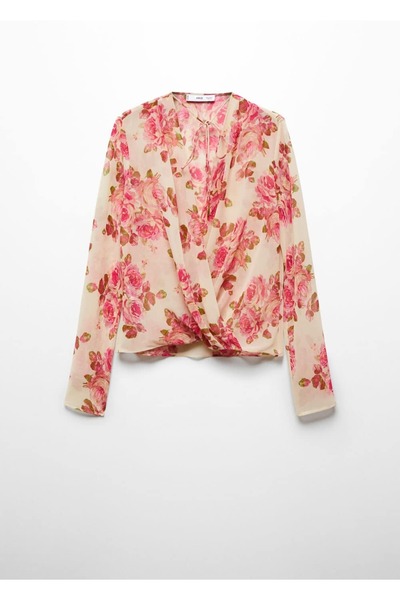 MANGO Woman Çiçek desenli anvelop bluz