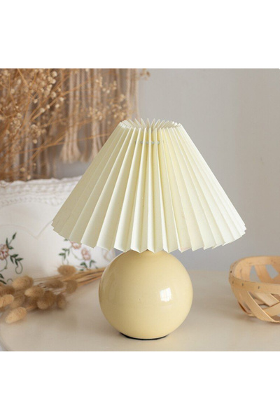 burenze Umbrosia Modern Tasarım Abajur Krem Umbrella Şapka Beyaz Gövde