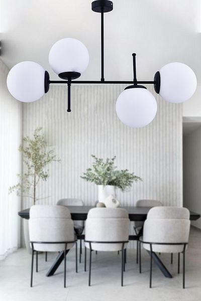 retro home design Retro 4-Piece Glass Row Plafonier Pendant Lamp White Glass Chandelier
