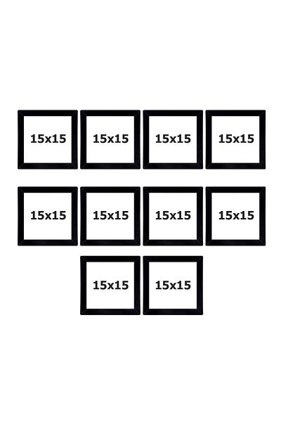 bymat 10 Pieces 15x15 Square Black MDF Frame Without Glass