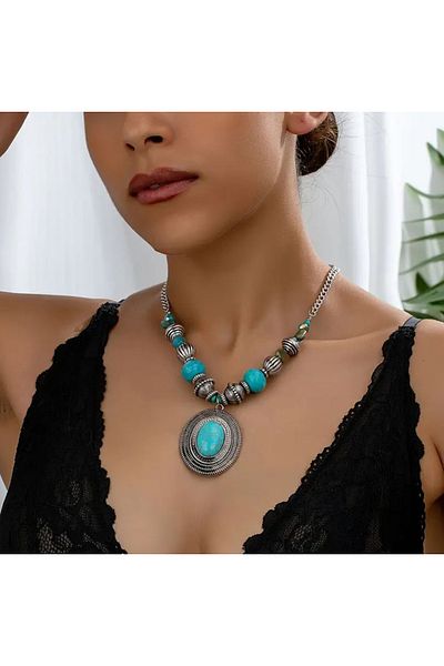 Store Antique Turquoise Beaded Women's Necklace