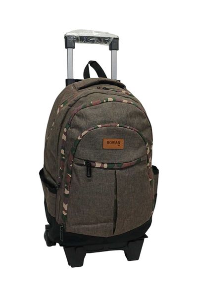 ROWAN ÇANTA Rowan Special Zipper School Backpack with 2 Stage Drucker Brown Laptop Compartment