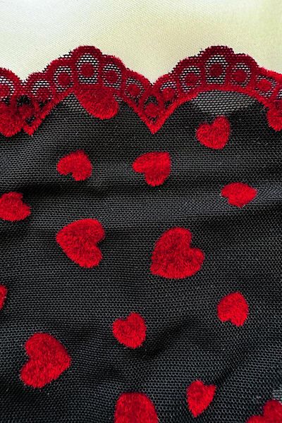 AR&ES tekstil 13030 Red Color Dowry Patterned Stone Strap Bra Set - Christmas Christmas Gift