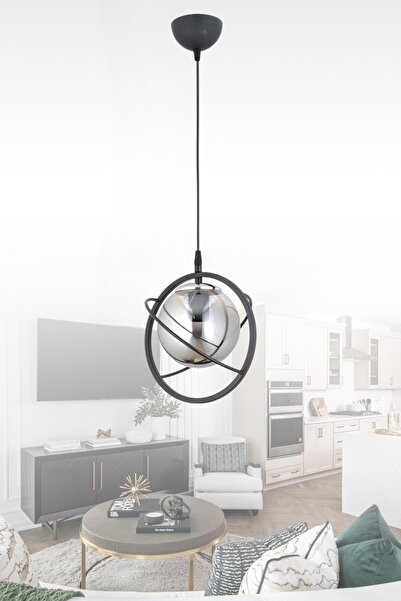 ESSLİGHT Urla Tekli Sarkıt Avize Füme Glob Camlı Modern Dekoratif Aydınlatma