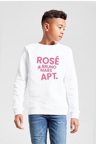 Tshirthane BLACKPINK ROSE BRUNO MARS APT Λευκό Παιδικό Φούτερ 2 κορδονιών