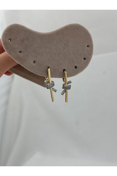 Jerie Gold Zircon Stone Tiff Series Long Earrings