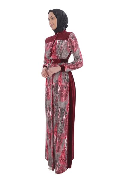 PHELDA Βελούδινο φόρεμα Leila Python 699-Claret Red