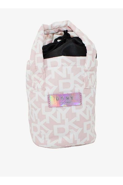 Dkny Monogram Print Pouch with Double Handle and Drawstring Closure