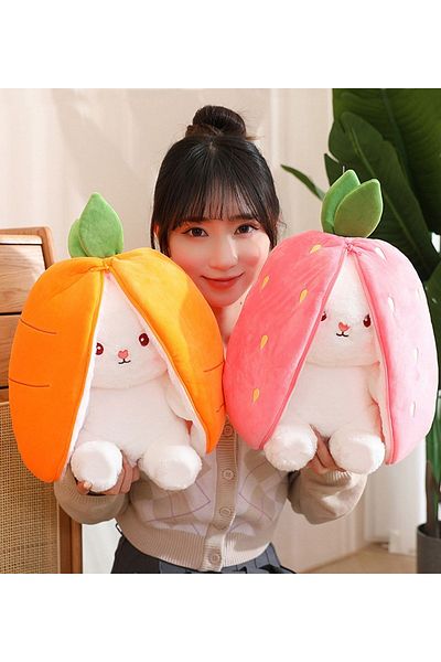 HARİKA PELUŞ FABRİKASI Strawberry Rabbit Bag Special for Lovers 50 cm
