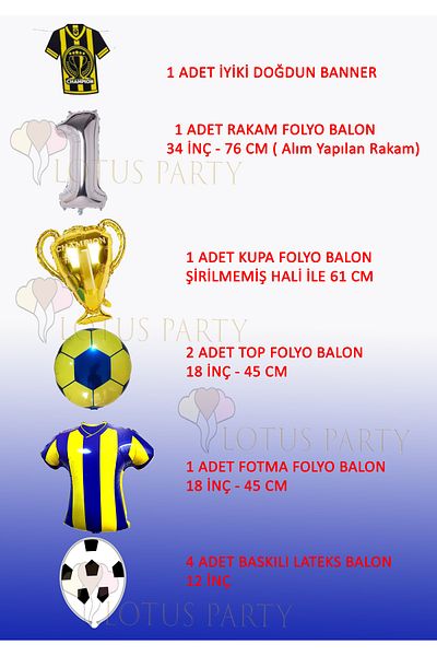 LOTUS PARTY Σετ γενεθλίων Fan Yellow Navy με θέμα το ποδόσφαιρο - Yellow Navy Jersey Καλή γενέθλια 6 ετών