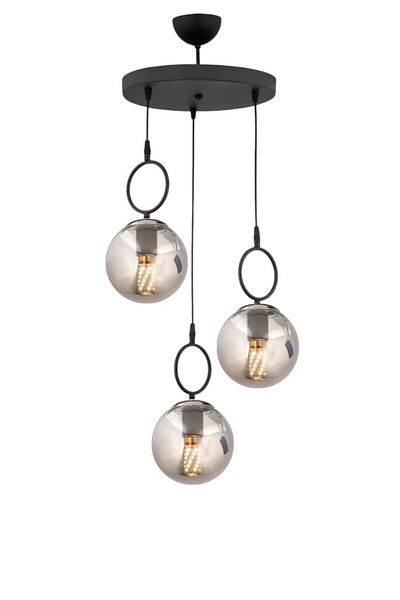 ESSLİGHT İnci 3-Piece Pendant Chandelier (Smoked Glass) Living Room Bedroom Kitchen Young Room