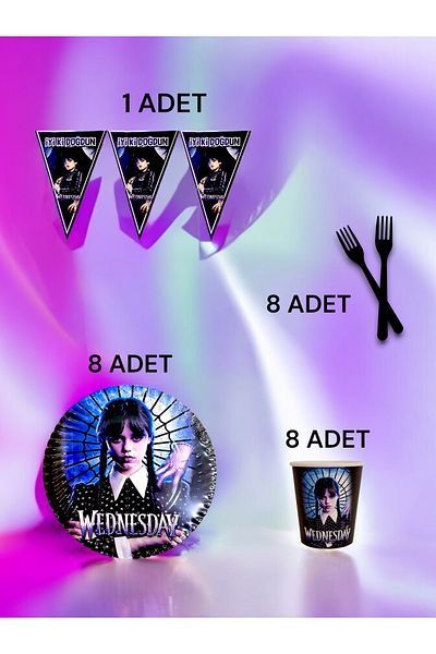 VibeHome Wednasday Themed S Pack for 8 - Birthday Party and Fun Events