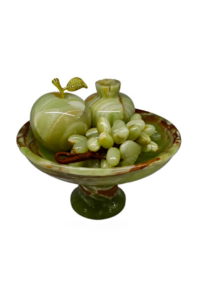 taru pasaj El İşçiliği Oniks Taşı Çanak ve Meyve Seti - Şık Feng Shui Dekoru