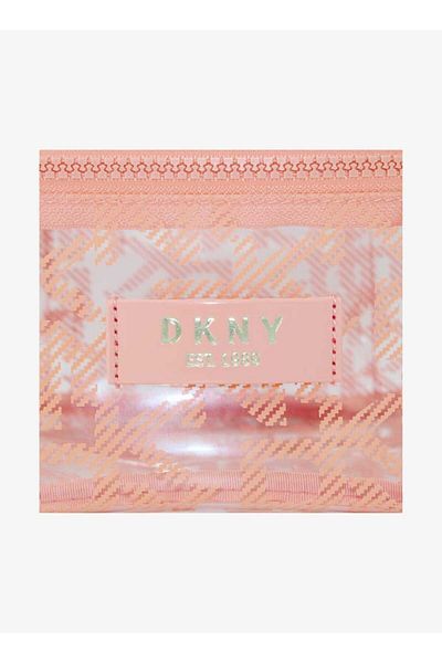 Dkny Monogram Print Vanity Bag with Zip Closure and Handle