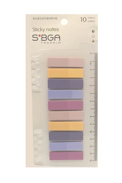 sibga tasarım Transparent Colored Post-It Note Paper - 200 Sheets Bookmark Sticker