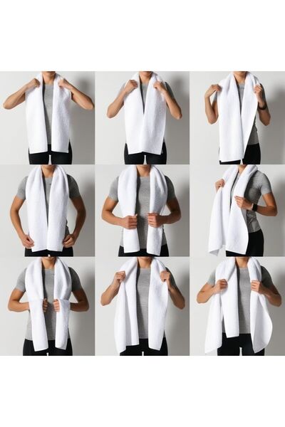 Mokita Home Білий рушник для спортсменів з бавовни Gym Fitness Бокс Теніс Антибактеріальний спортивний рушник 30x120 см