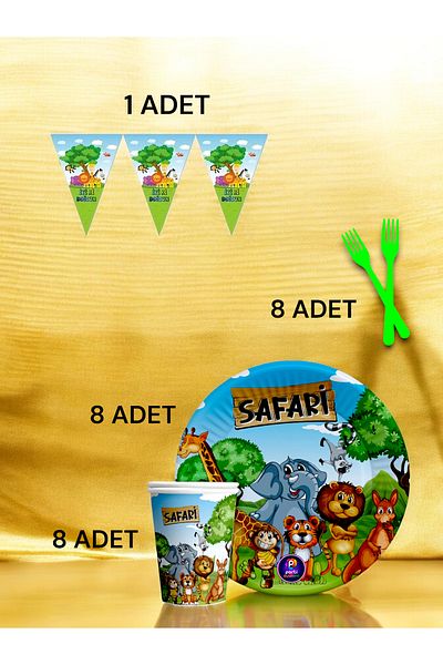 VibeHome Safari Themed S Pack for 8 - Birthday Party and Fun Events