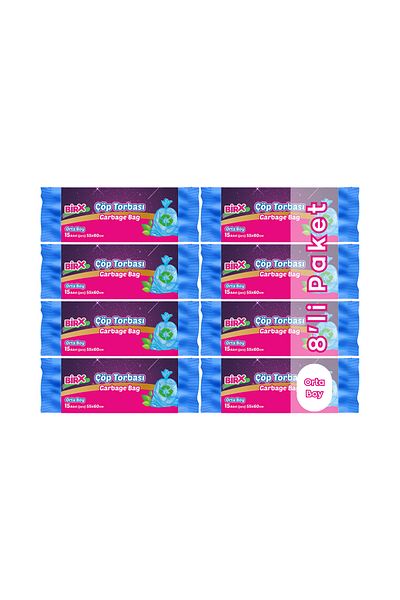 BIRX Garbage Bag Medium Size 55X60 cm 8 Rolls of 15 Garbage Bags