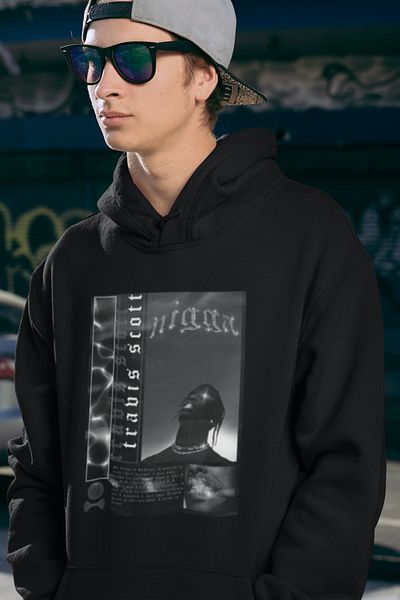 SEVBANO  Travis Scott Printed Unisex Oversize Rapper Hoodie