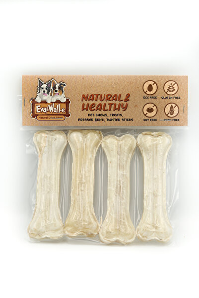 Eva & Wall-e Doğal Beyaz Köpek Kemiği 4’lü Set 12cm | Orta Irklar İçin Diş Kaşıma & Çiğneme Kemiği