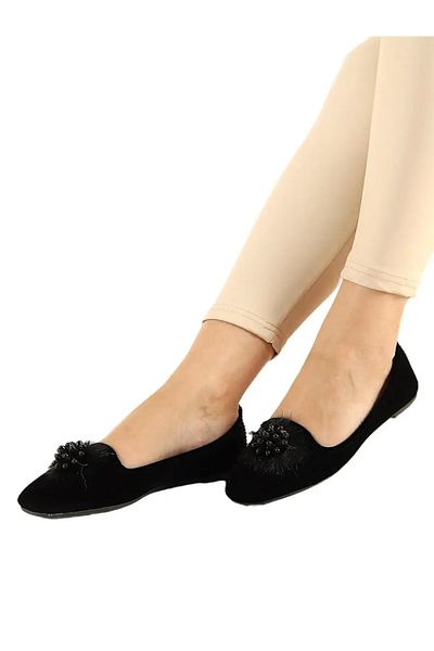 Ayakkabı Ülkesi Black Grape New Model Textile Γυναικεία παπούτσια μπαλαρίνας για το σπίτι