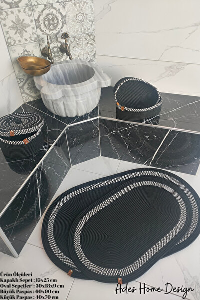 ADES HOME DESİGN Juta, Kupaonski set, Set za kupanje, Kupaonska prostirka, Se...