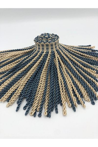 KATMERTEKS Bouillon Fringe 6 Meters Petrol Blue-Cappuccino Color