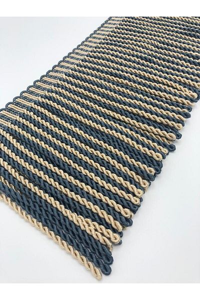 KATMERTEKS Bouillon Fringe 6 Meters Petrol Blue-Cappuccino Color