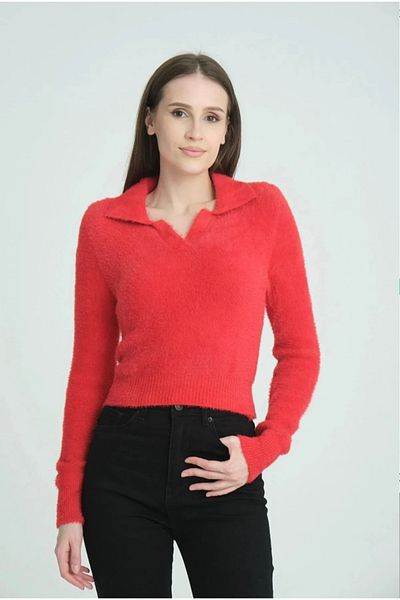 Askı Nişantaşı Red Polo Neck Beard Sweater